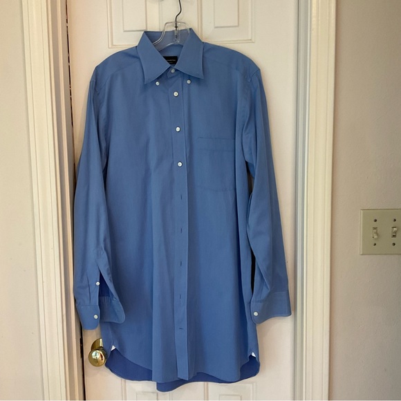 Ermenegildo Zegna Su Misura 100% Cotton Long Sleeve Button Down Blue Short, Sz - Picture 4 of 10